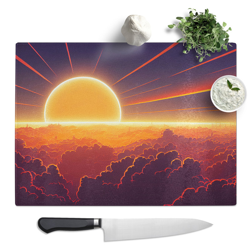 Dazzling Sunset  Glass Chopping Board