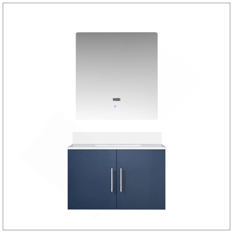 Meuble-lavabo de salle de bain 30 po X P 22 po P, plateau en marbre de culture et Miroir à DEL, Marine