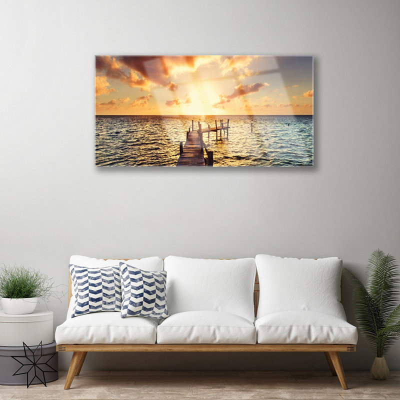 Sun Bridge Sea Architecture - Unframed Photograph on Glass