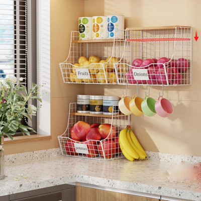 Kitchen Fruit Basket With Wooden Lid