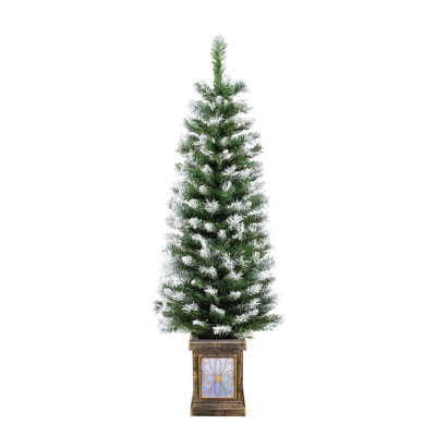 Arbres d'entrée artificiels de Noël 3: et 2 4 pi avec lumières à DEL, idéals pour le patio de cheminée, assemblage rapide, feu, structure en métal, pots dorés, hauteur de 47,2 pouces, ensemble de 19,7 de largeur: Instant