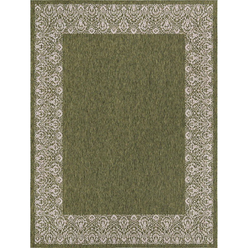 Tapis d'intérieur / extérieur vert Finbar, Rectangle 9 pi 10 po x 13 pi