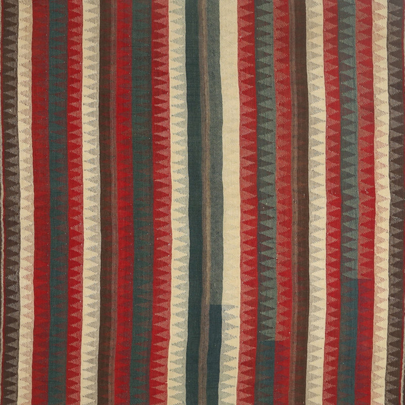 Tapis rouge/vert/brun zone contemporaine, Carré 8 pi