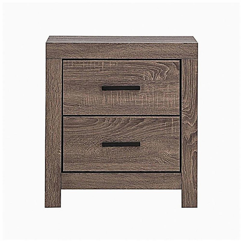 2 Drawers MDF Nightstand in Barrel Oak Finish