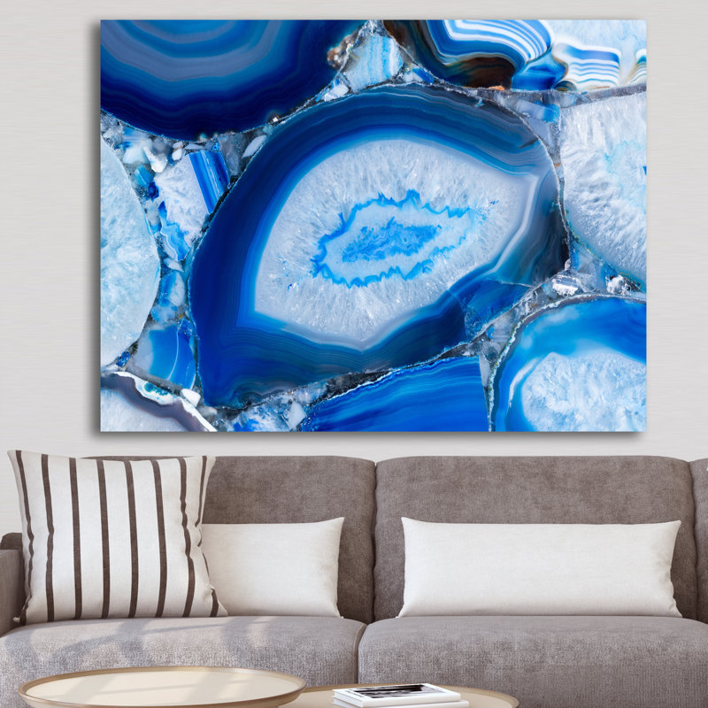 « Blue agate GEODE »-impression sur toile, H 24 po x l 32 po x P 1 po