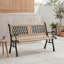 Delores Iron Garden Bench Outdoor Seating Twin Cross Style For Garden Patio Balcony & Lawn
