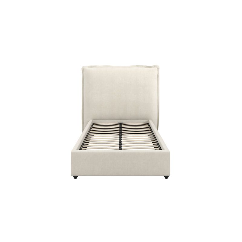 Babak Upholstered Pillowed Bed, Single (3'), Ivory