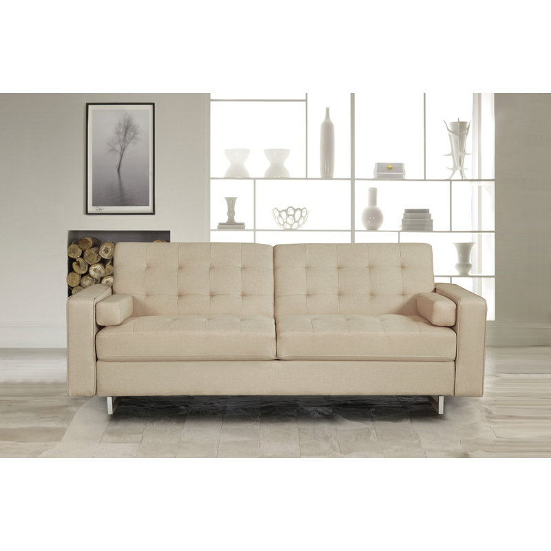 Canapé-lit rembourré 87,8 po Vickey, Beige