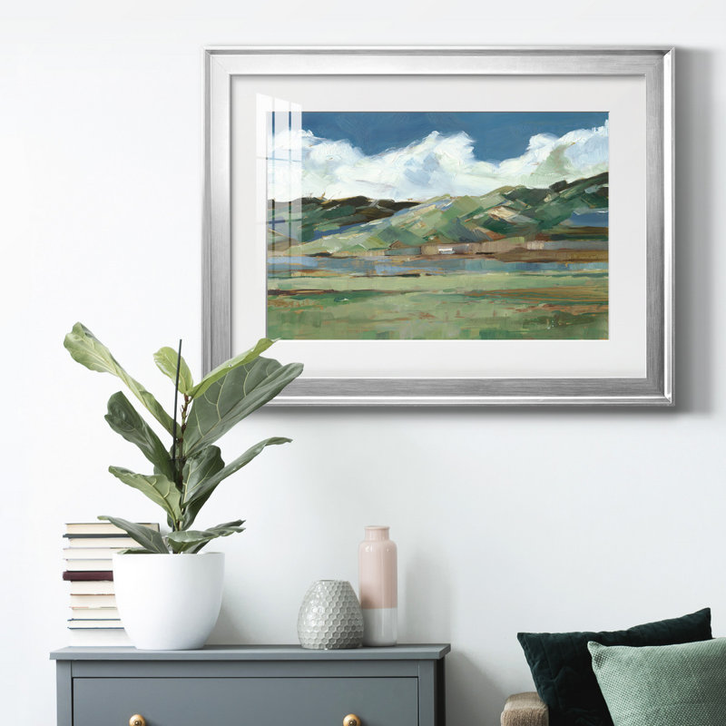 Western Sky I - peinture encadrée, Argent, H 26,5 po x l 36,5 po x P 1 po, Blanc