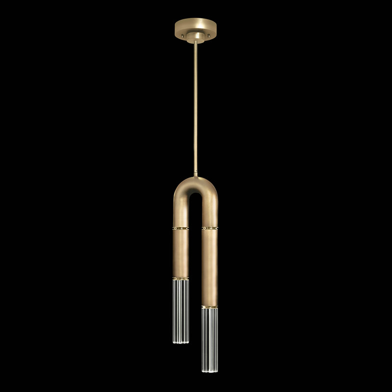 Luminaire suspendu rond 7 po Antonia, Feuille d'or / laiton