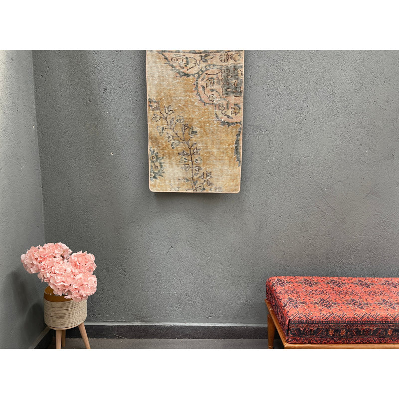 Tapis beige rétro patchwork 21,3 x 37,4 po