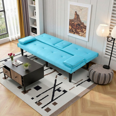 Convertible Sofa Bed with Cup Holder, Space-Saving Folding Design Sofa