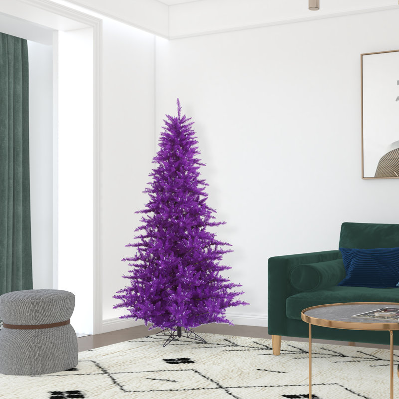 Sapin de Noël artificiel mauve, H 6,5 pi
