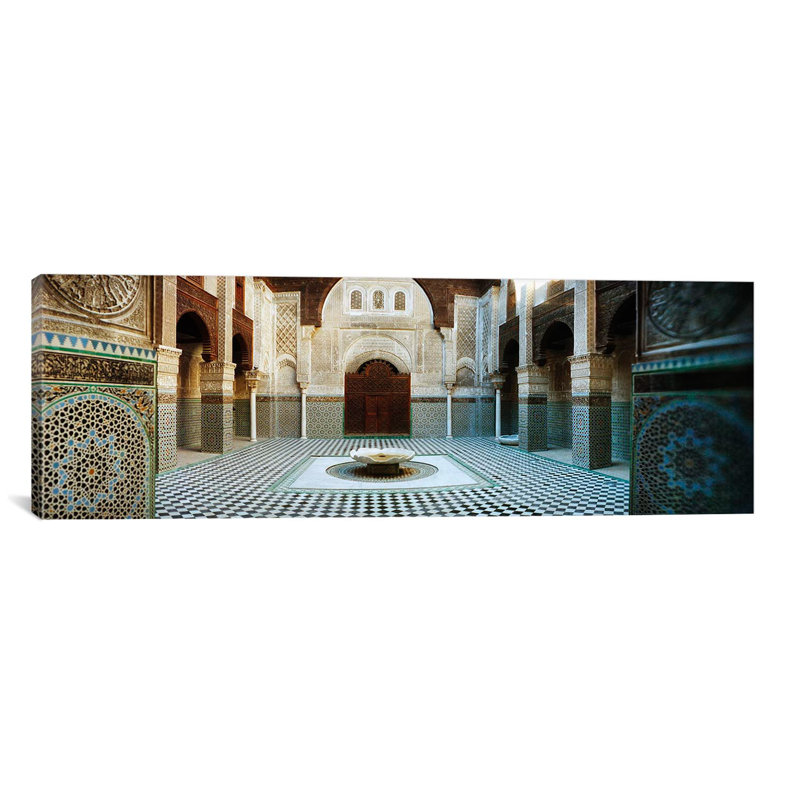 « medersa bou inania, fez, maroc », peinture sur toile, H 12 po x l 36 po x P 1,5 po, Toile tendue