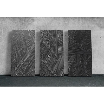 Reproduction d'art sur toile, noir et blanc, triptyque d'art abstrait noir et blanc, qualité musée