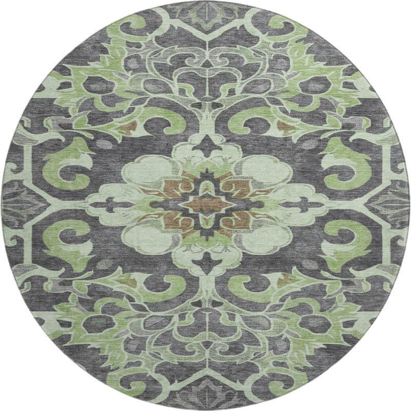 Premium Machine Washable Ralston AMF1947 Global Rug, Round 8'