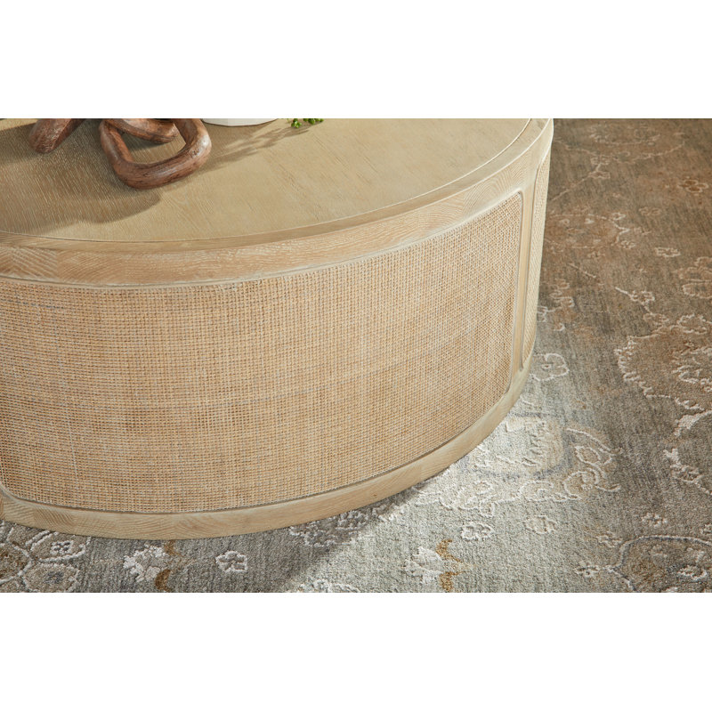 Gray Round Wood Lift-Top Coffee Table with Storage
