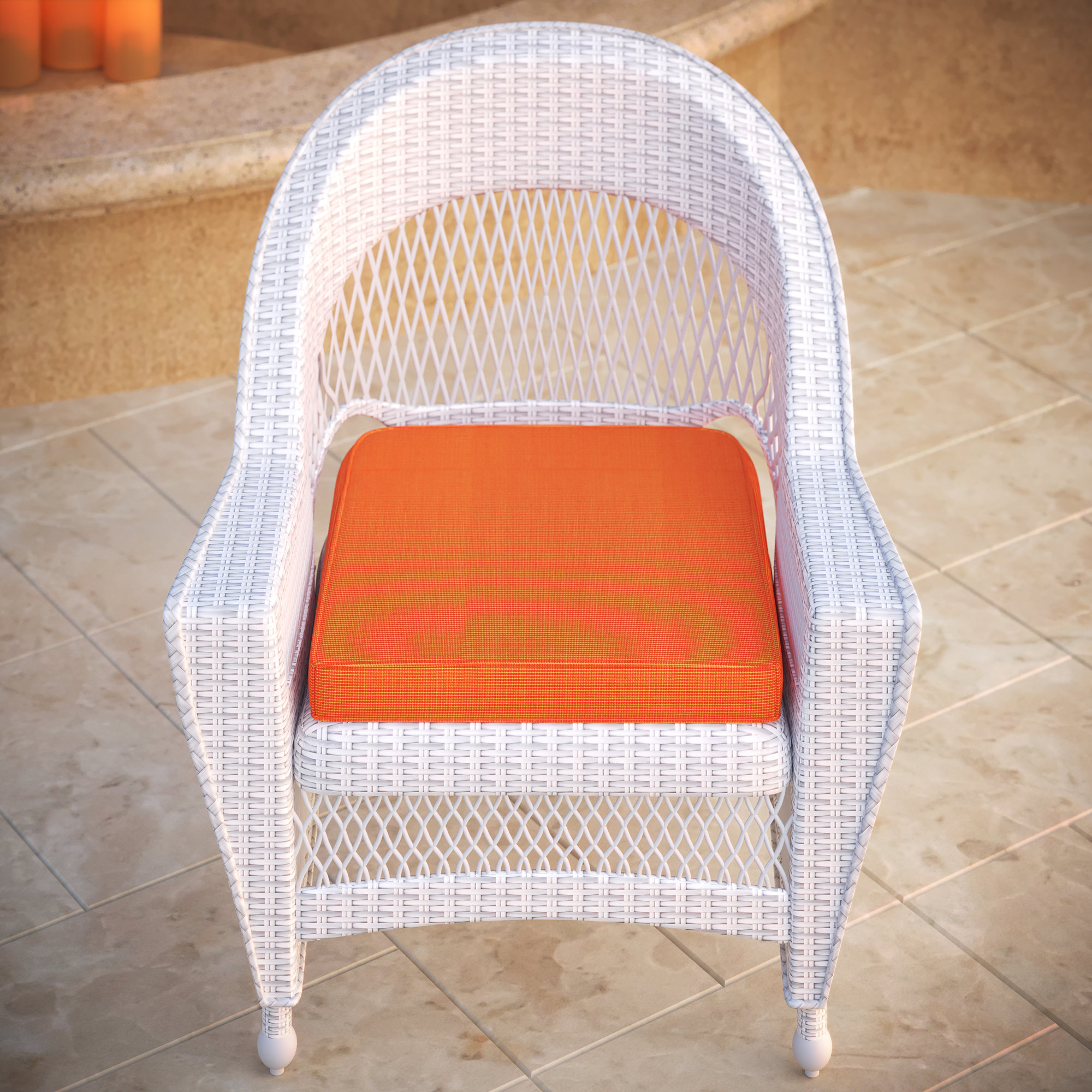 Amala Outdoor Sunbrella® Dining Seat Cushion, Sunbrella Upholstery Tangerine Sunbrella® Canvas