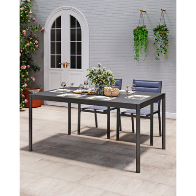 Iron Frame Aluminum Tabletop Rectangular Table - Full KD, 145x90Cm, Sturdy Iron Foot Tube, Lightweight Aluminum Panel, Durable Table Surface