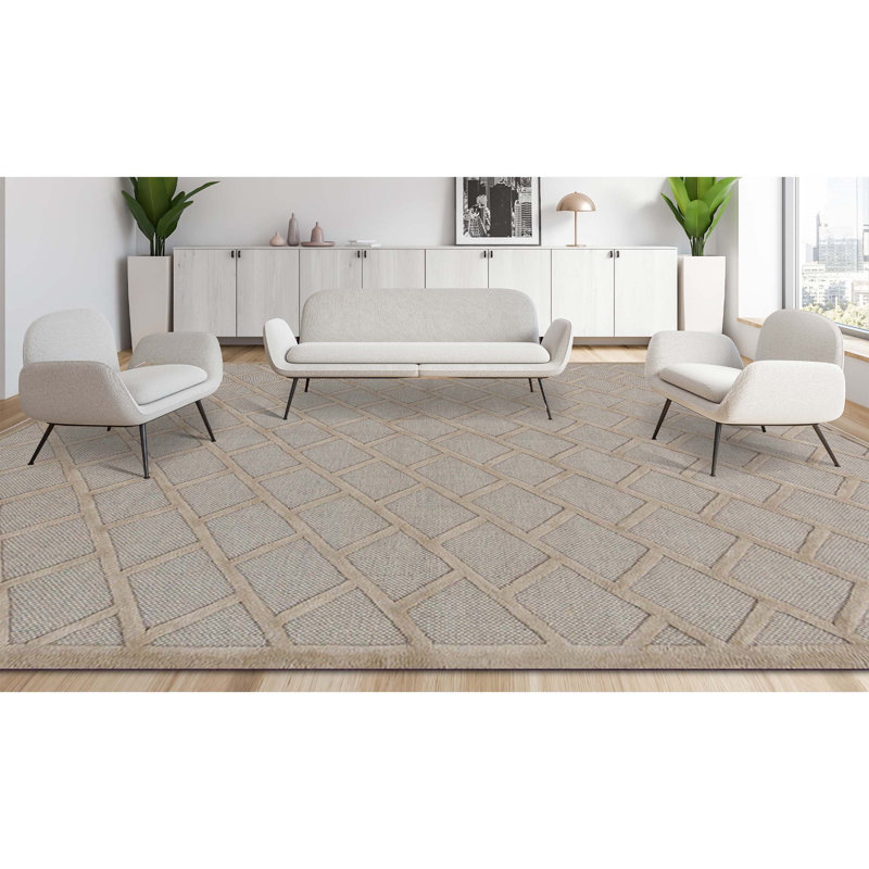 Wool Geometric Area Rug, Rectangle 5'9" x 8'9"