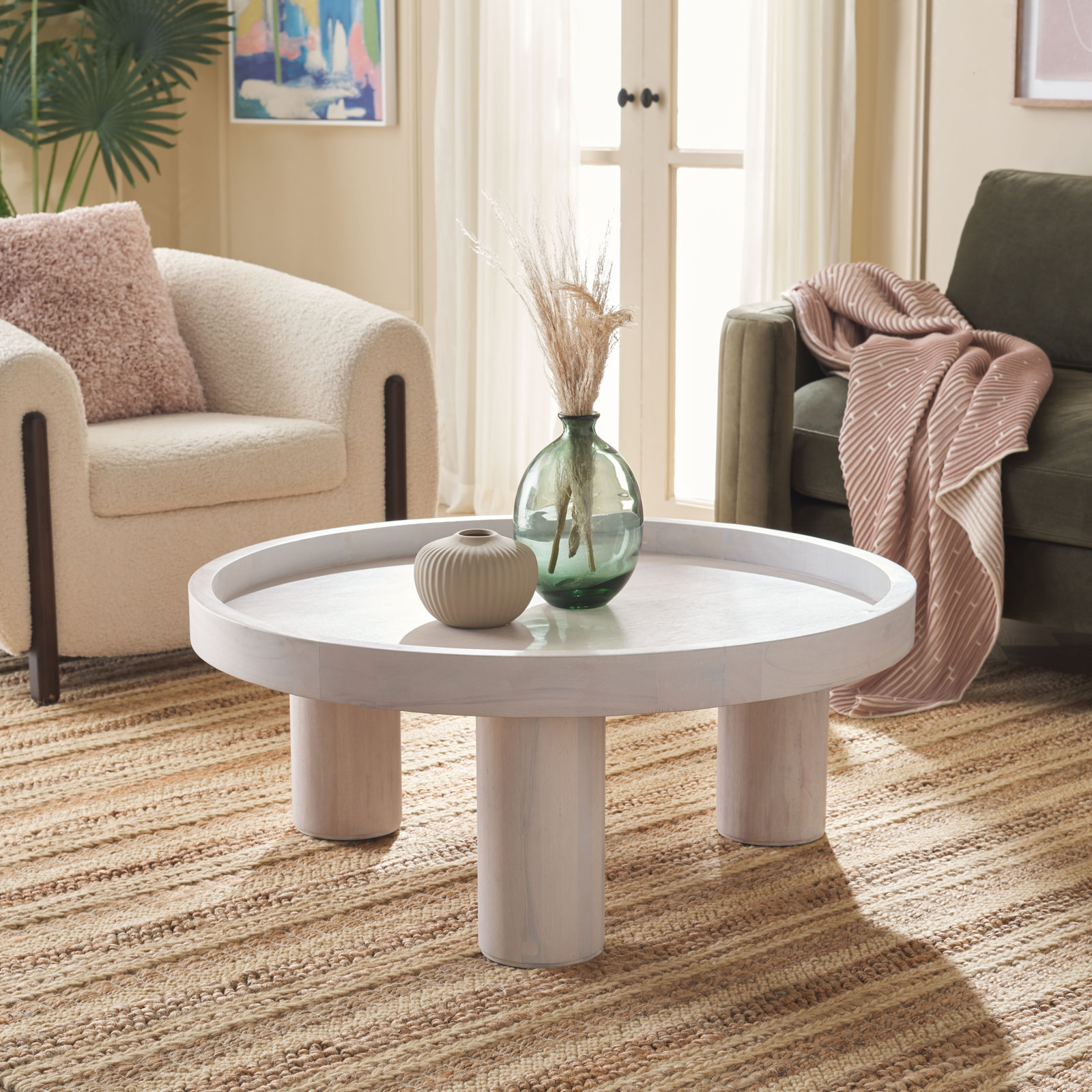 Eleanne Single Coffee Table, White Washed