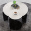 Tables de bout modernes gigognes, en MDF et en pierre frittée, conception peu encombrante pour le salon, la chambre à coucher