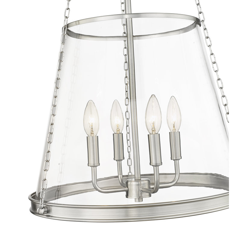 Luminaire suspendu 4 lumières Malvern, Nickel brossé