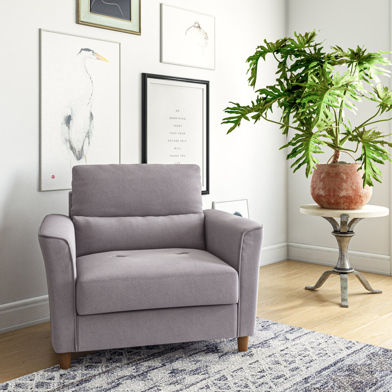 Fauteuil en polyester 35 po Alennah, 100 % polyester gris clair, H 36 po x l 43 po x P 31 po