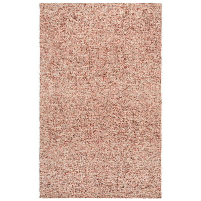 Abstract 175 Hand Tufted Wool; Cotton No Pattern Rug in Rust/Ivory, Rectangle 6' x 9'