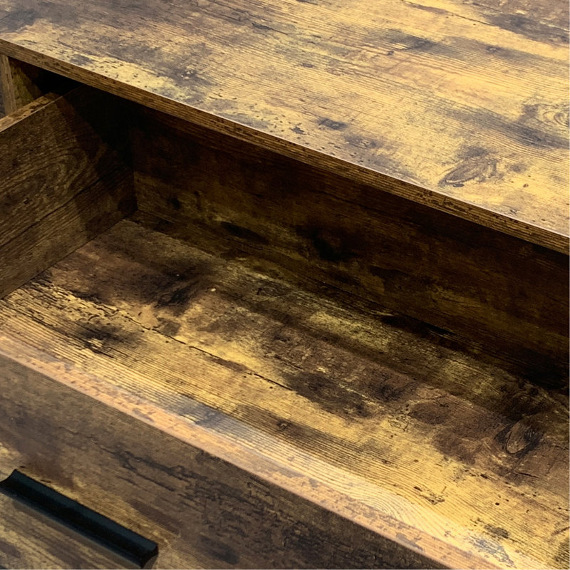 Commode double à 6 tiroirs de style industriel avec rangement en bois brun rustique et structure en acier robuste, commode à 6 tiroirs, armoire de rangement pour la chambre à coucher et le salon