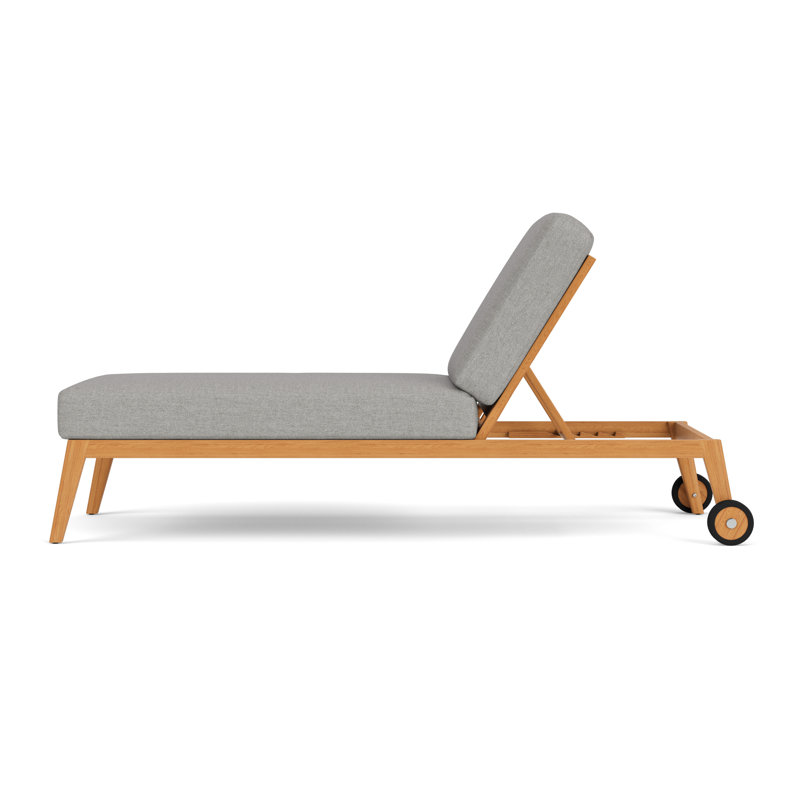 Alpine Outdoor Teak Chaise Lounge, Demo Stone