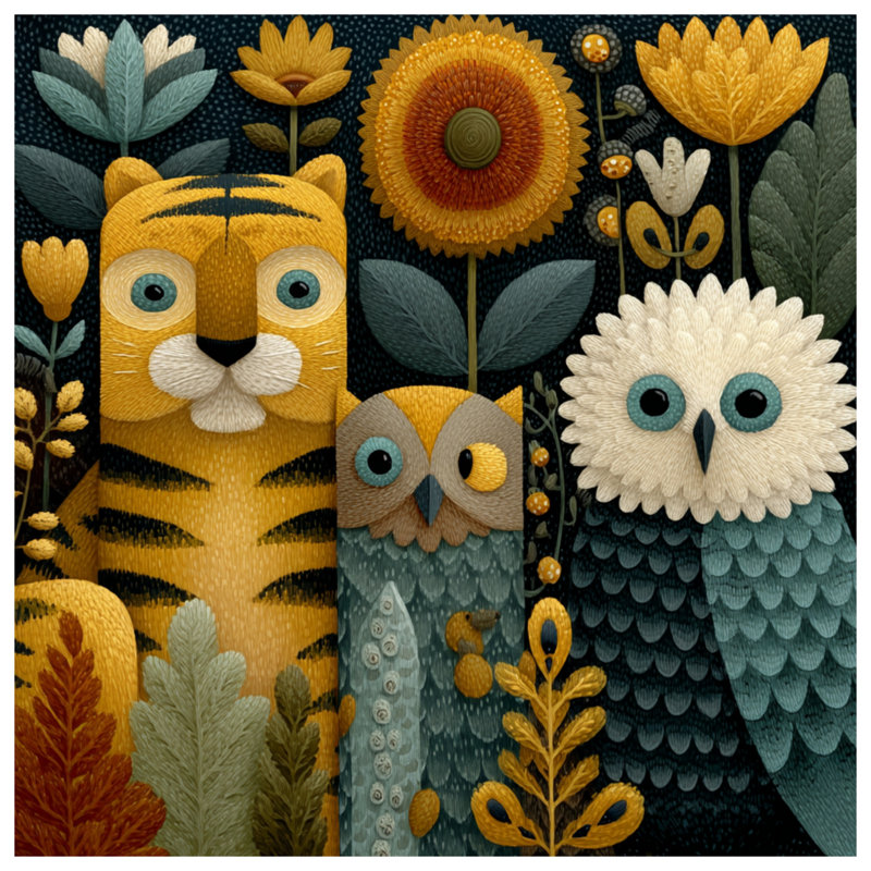 Housse de couette Tiger Owl Illustration, Très grand lit