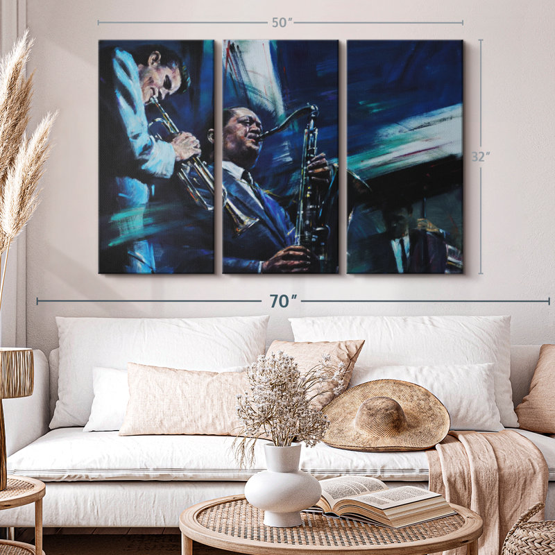 «Blue Cool Wall Art» sur toile, H 32 po x l 50 po x P 1,25 po