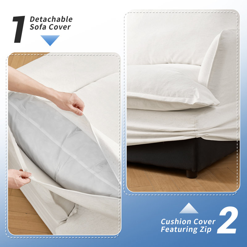 Modular Sectional Couch Down Filled Sofa, Comfty Convertible Deep Seat Cloud Couch For Living Room, Detachable Washable Couches Cushion Covers