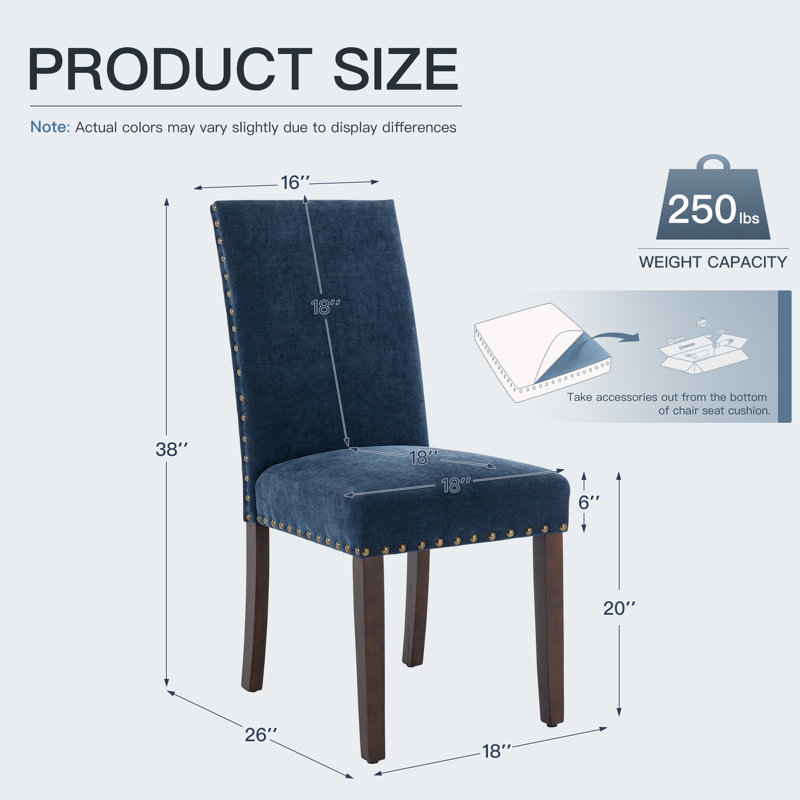 Bontrager 20'' H Linen Dining Chair - Upholstered Parsons Side Chair, Blue