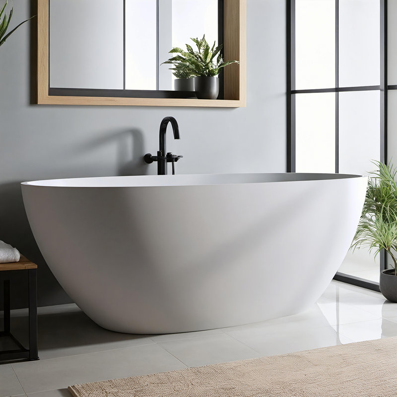 Baignoire autoportante 67 "avec drain et trop-plein 67"