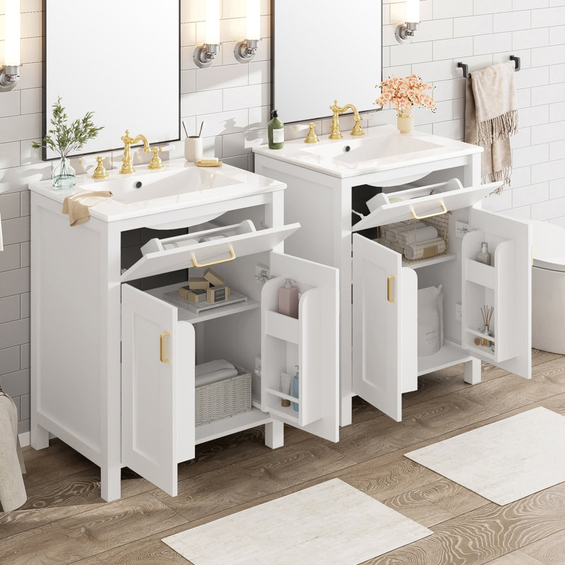 Meuble-lavabo moderne avec lavabo, portes à fermeture douce, solution de rangement élégante