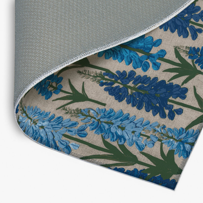 Tapis bleu intérieur et extérieur Botanical, Rectangulaire 2 pi x 3 pi