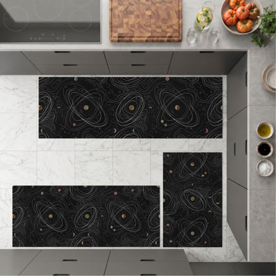 Celestial Orbits Non-Slip Washable Kitchen Mats