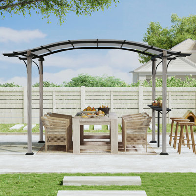 10 ft. x 13 ft. Aluminum Outdoor Pergola with Slightly Arched Canopy and Small Bar