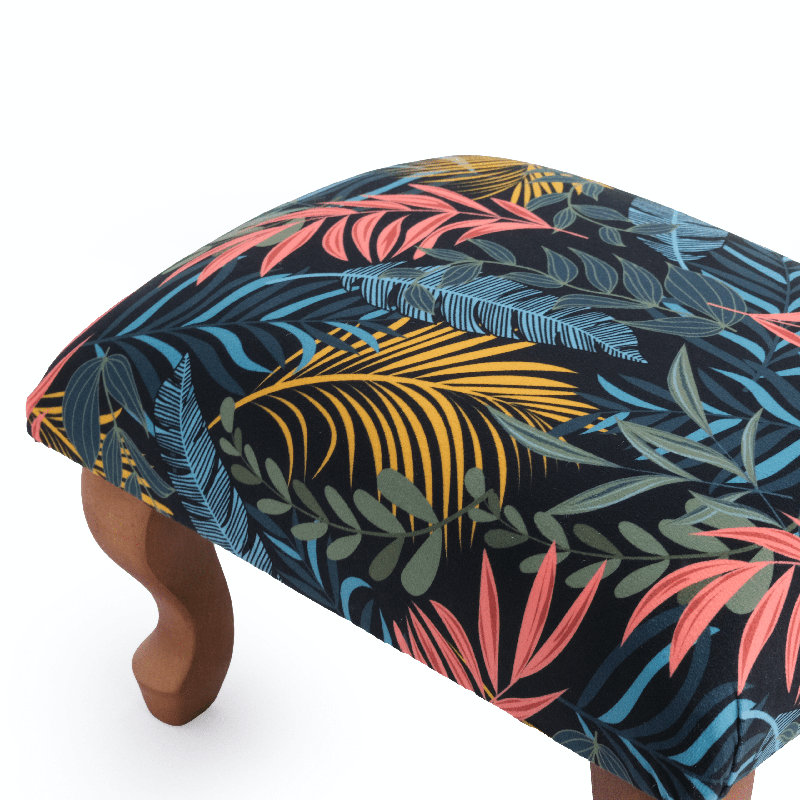 Gravitte 38cm Wide Velvet Rectangle Floral Footstool Ottoman, Brown, Multicoloured