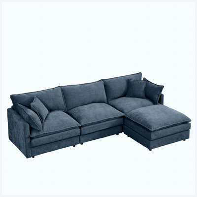 Modular Sectional Sofa, 102 Inch L Shaped Couch Set for Living Room, 3-Seater Comfy Cloud Couches with Movable Ottoma...