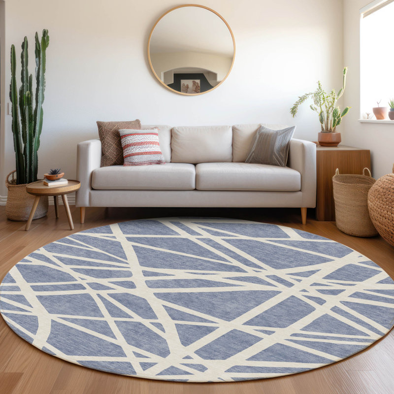 Machine Washable Indoor/Outdoor Chayden ACN1040 Rug, Round 8'