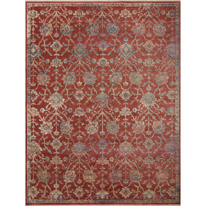Tapis oriental rouge / or, Rectangle 6 pi 3 po x 9 pi