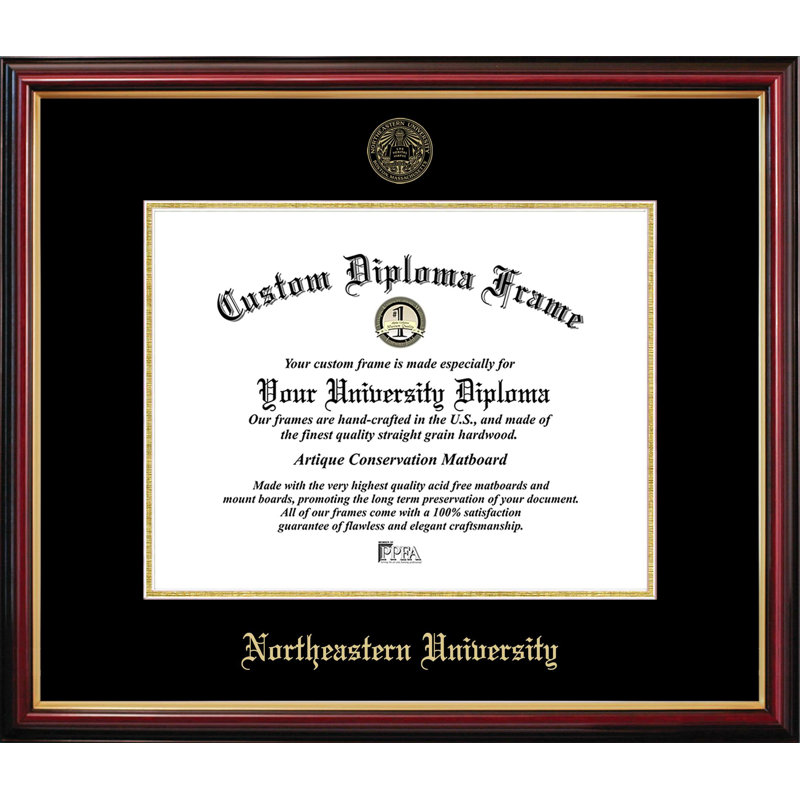 Cadre de diplôme doré de l'Université Northeastern Petite, NCAA Northeastern University, L 14 po x H 11 po
