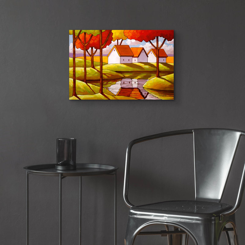 "Trees and Stream" par Cathy Horvath-Buchanan, art mural en verre acrylique, H 16 po x l 24 po x P 0,2 po