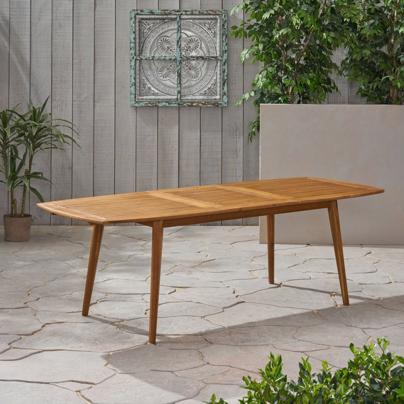 Table de salle à manger d'extérieur extensible en bois d'acacia, Teck