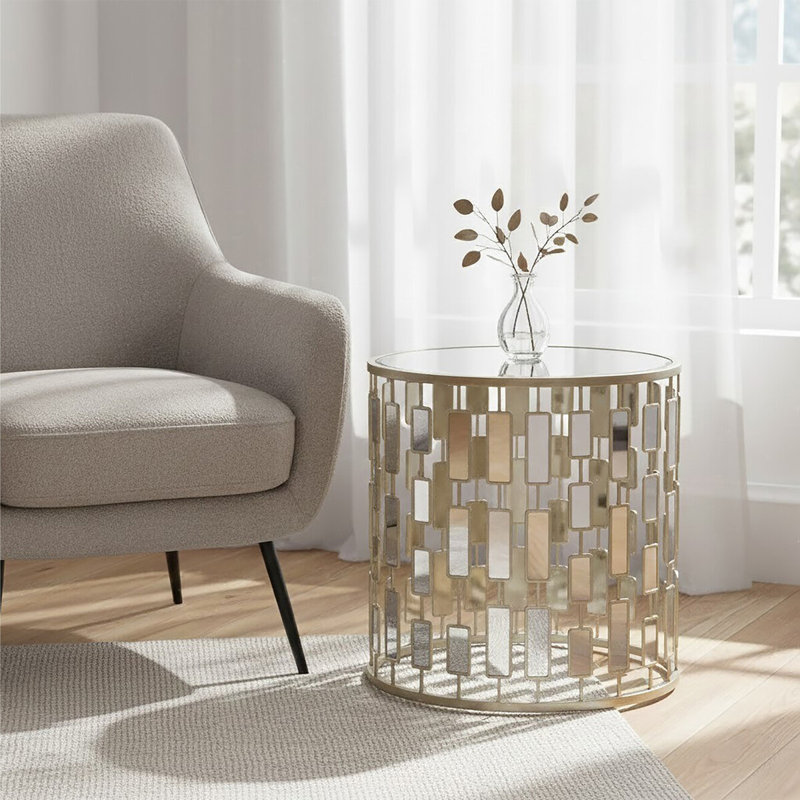 Smithers Glass Top Drum End Table