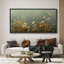 Romantiques fleurs sauvages dans un jardin vert doux et tons pêche - grande reproduction d'art sur toile encadrée-493912942-493912936