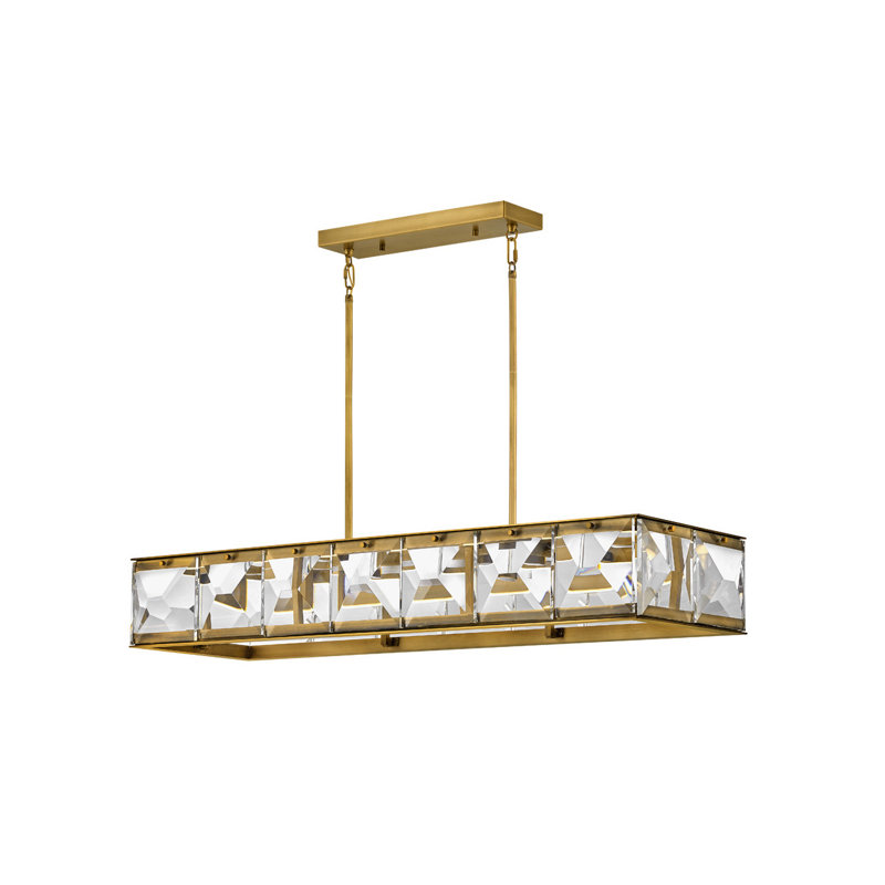 Jolie Heritage Brass LED Island Pendant with Faceted Crystal